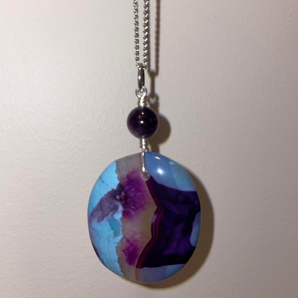 Large Pendant Necklace with Silver Chain